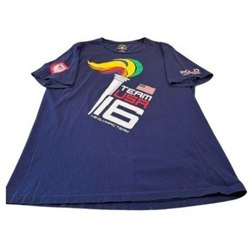 Polo Ralph Lauren Team USA 2016 Olympic Games Navy Blue Graphic T-Shirt Size L - Picture 2 of 7